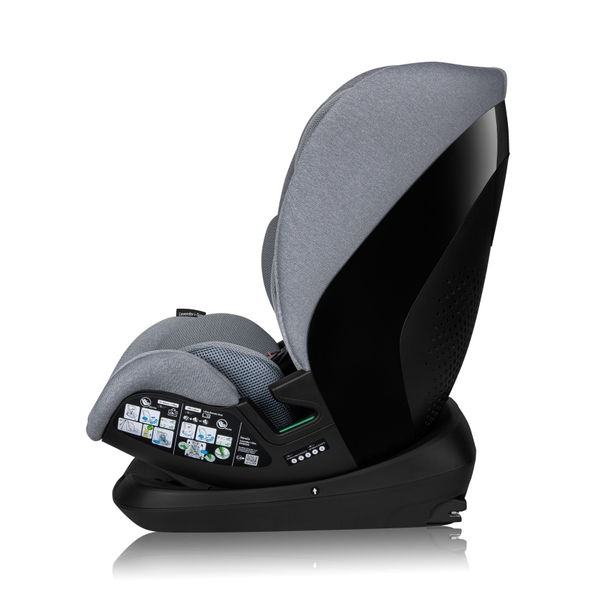 Lionelo - Kääntyvä turvaistuin jalustalla LAVENDER i-Size 76–150 cm, kivenharmaa