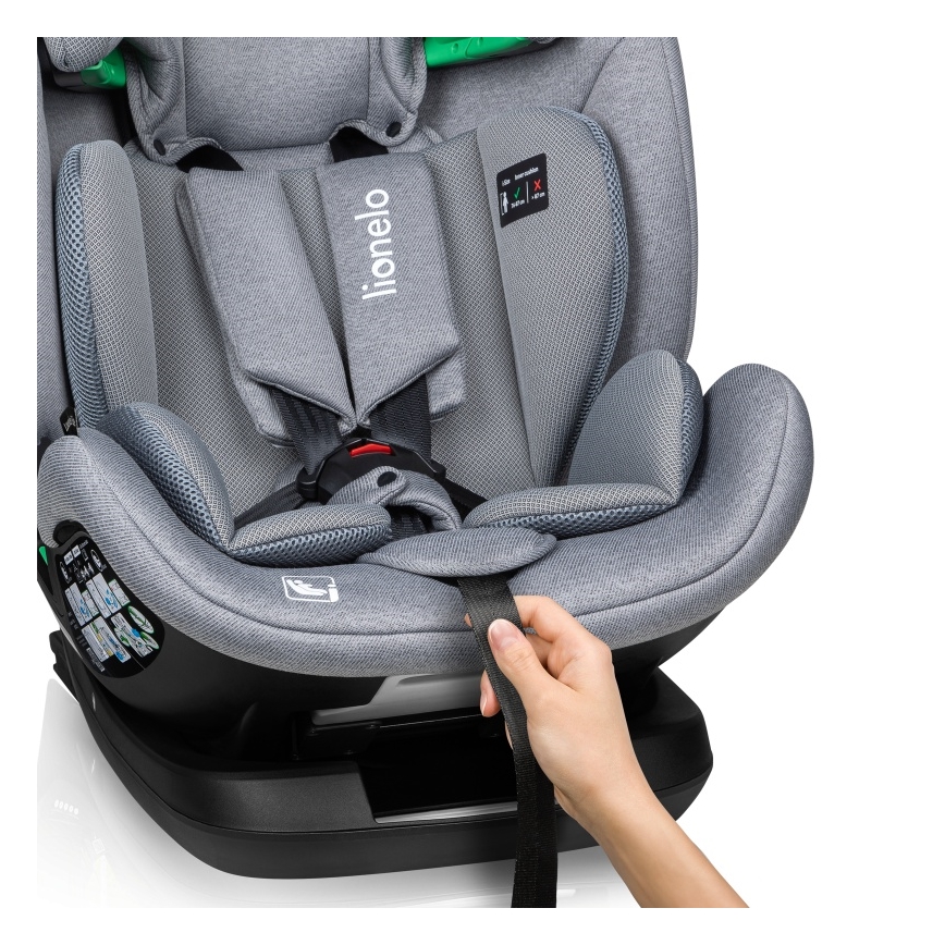 Lionelo - Kääntyvä turvaistuin jalustalla LAVENDER i-Size 76–150 cm, kivenharmaa