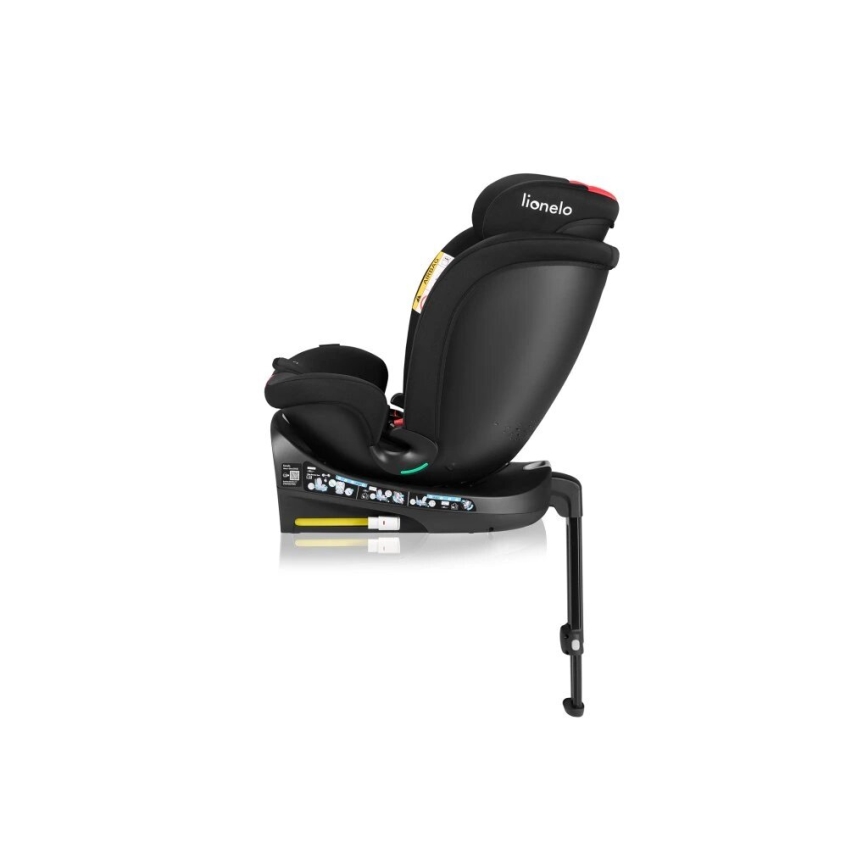 Lionelo - Kääntyvä turvaistuin jalustalla NAVY i-Size 40-150 cm musta/punainen