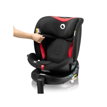 Lionelo - Kääntyvä turvaistuin jalustalla NAVY i-Size 40-150 cm musta/punainen