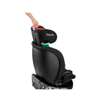 Lionelo - Kääntyvä turvaistuin jalustalla NAVY i-Size 40-150 cm musta/punainen