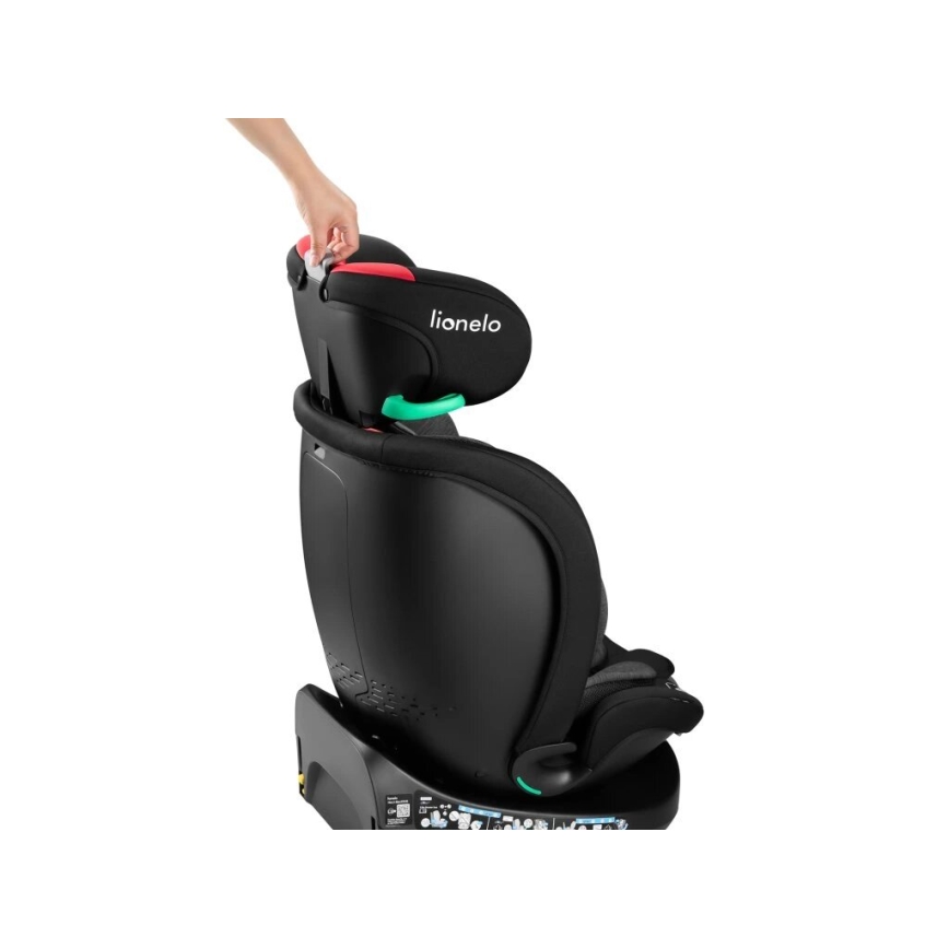 Lionelo - Kääntyvä turvaistuin jalustalla NAVY i-Size 40-150 cm musta/punainen