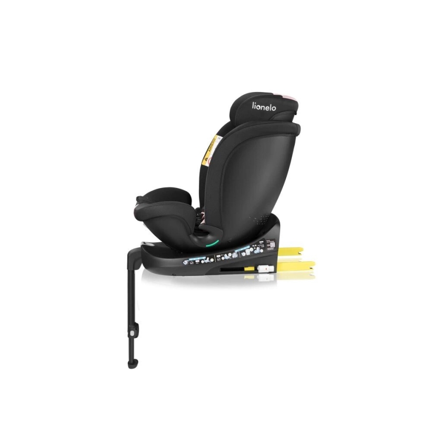 Lionelo - Kääntyvä turvaistuin jalustalla NAVY i-Size 40-150 cm musta/vaaleanpunainen