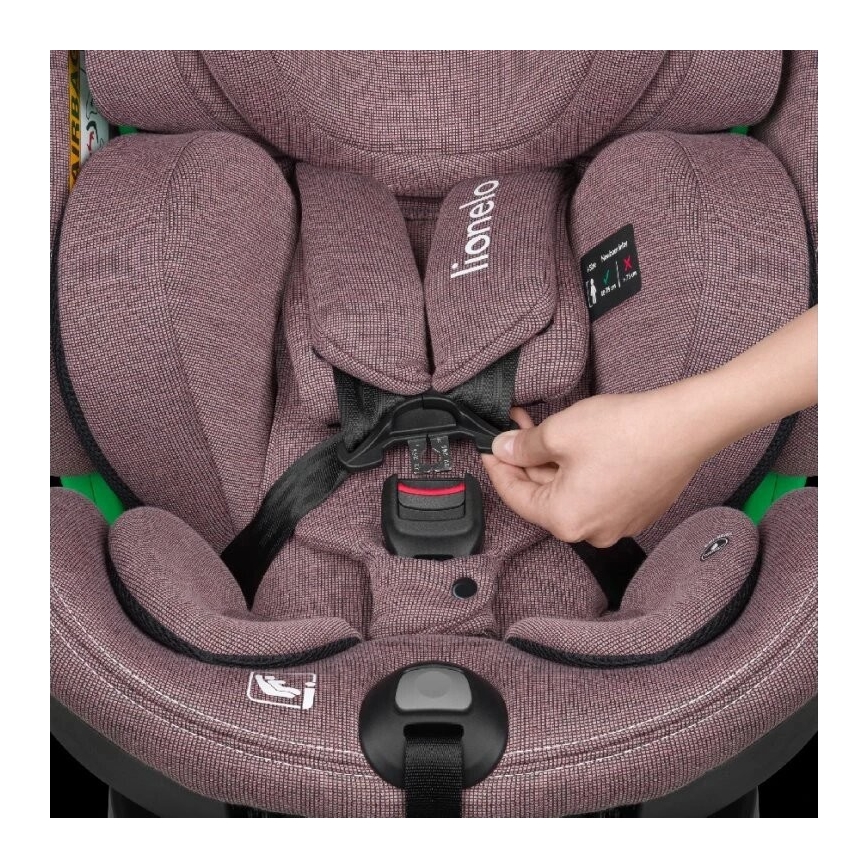 Lionelo - Kääntyvä turvaistuin pohjalevyllä HARMONY i-Size 40-150 cm vaaleanpunainen