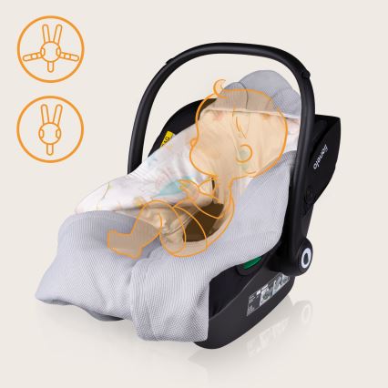 Lionelo - Kapalo turvaistuimeen TRAVEL SWADDLE 90x90 cm Harmaa Baloon