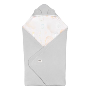 Lionelo - Kapalo turvaistuimeen TRAVEL SWADDLE 90x90 cm Harmaa Ilmapallo