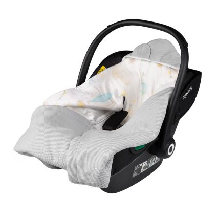 Lionelo - Kapalo turvaistuimeen TRAVEL SWADDLE 90x90 cm Harmaa Ilmapallo