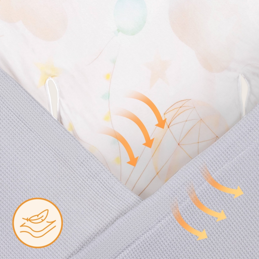 Lionelo - Kapalo turvaistuimeen TRAVEL SWADDLE 90x90 cm Harmaa Ilmapallo
