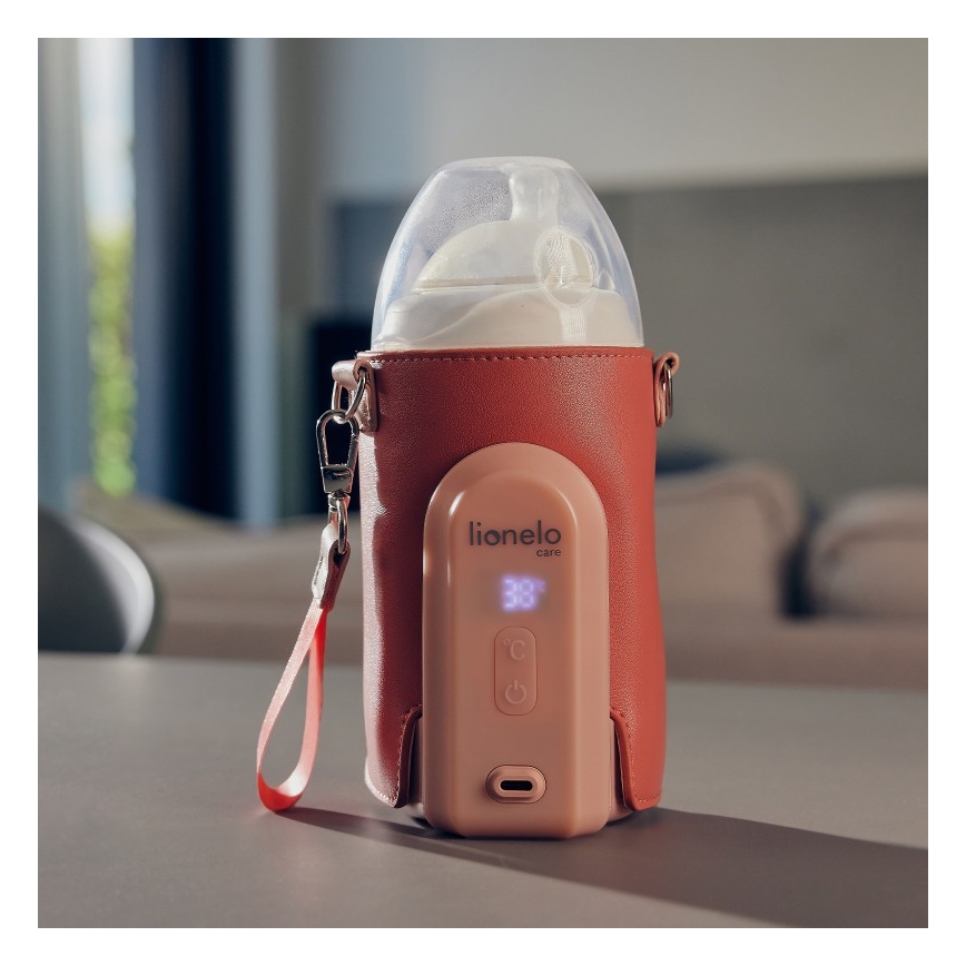 Lionelo - Ladattava pullonlämmitin THERMUP GO EVO 18W/5V vaaleanpunainen