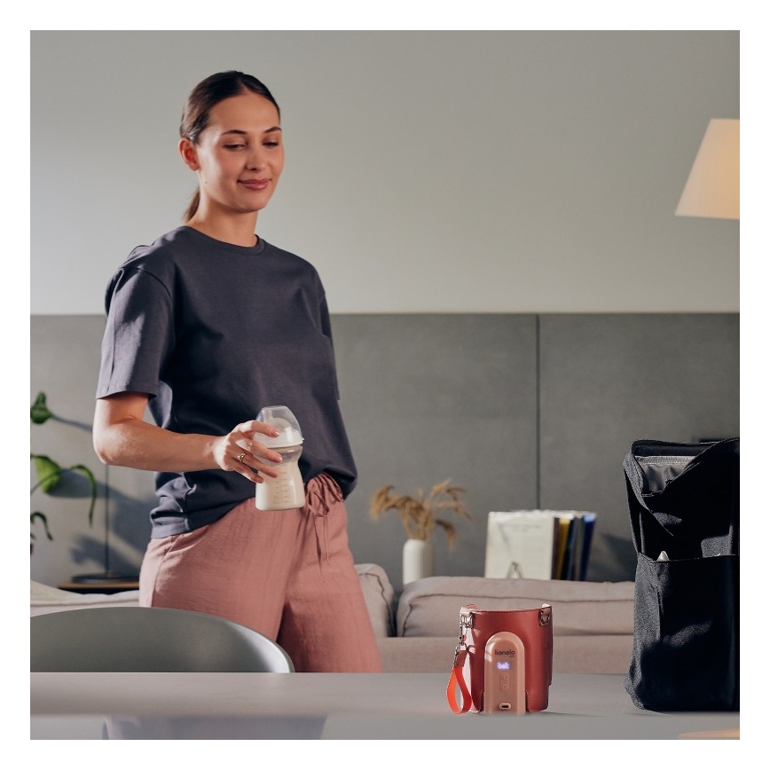 Lionelo - Ladattava pullonlämmitin THERMUP GO EVO 18W/5V vaaleanpunainen