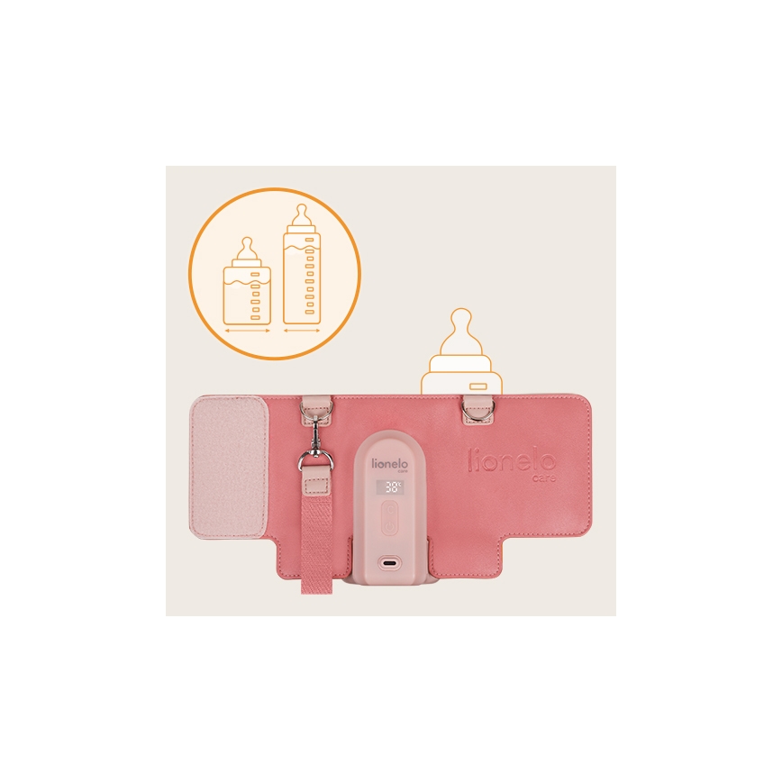 Lionelo - Ladattava pullonlämmitin THERMUP GO EVO 18W/5V vaaleanpunainen