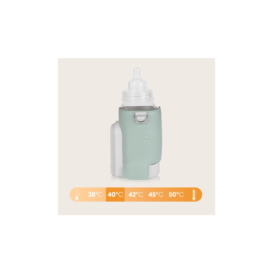 Lionelo - Ladattava pullonlämmitin THERMUP GO EVO 18W/5V vihreä/valkoinen