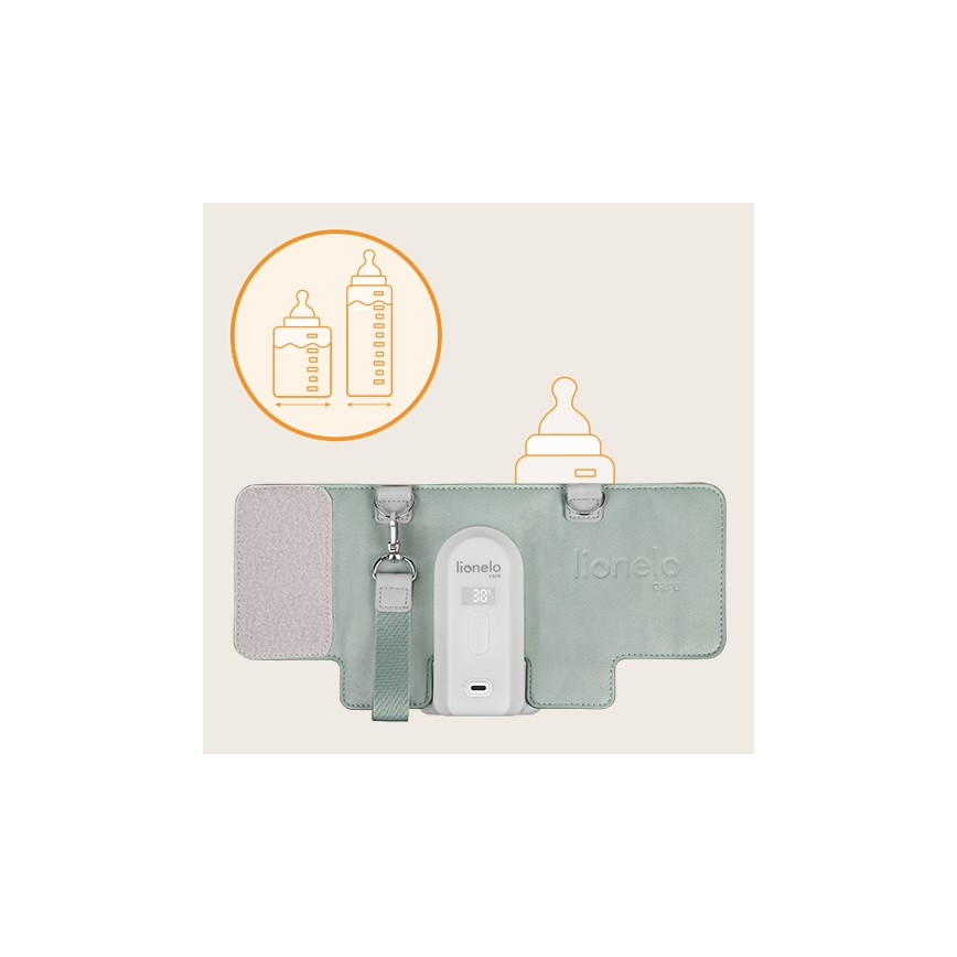 Lionelo - Ladattava pullonlämmitin THERMUP GO EVO 18W/5V vihreä/valkoinen