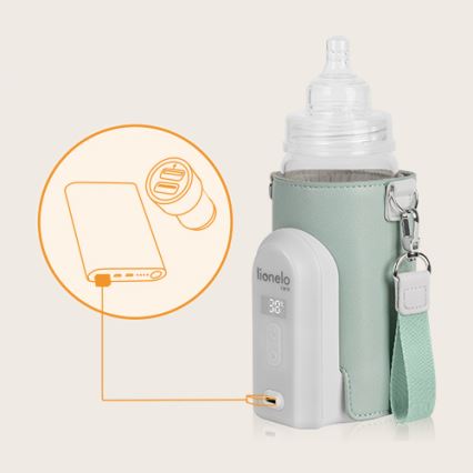 Lionelo - Ladattava pullonlämmitin THERMUP GO EVO 18W/5V vihreä/valkoinen