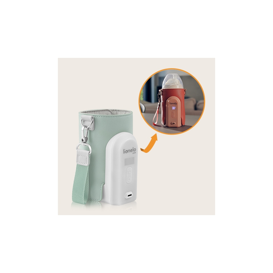 Lionelo - Ladattava pullonlämmitin THERMUP GO EVO 18W/5V vihreä/valkoinen
