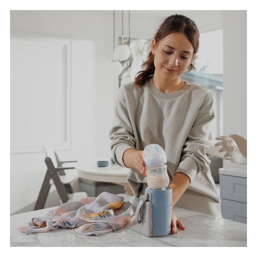 Lionelo - Ladattava pullonlämmitin THERMUP GO PLUS 10W/5V sininen/harmaa