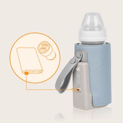 Lionelo - Ladattava pullonlämmitin THERMUP GO PLUS 10W/5V sininen/harmaa