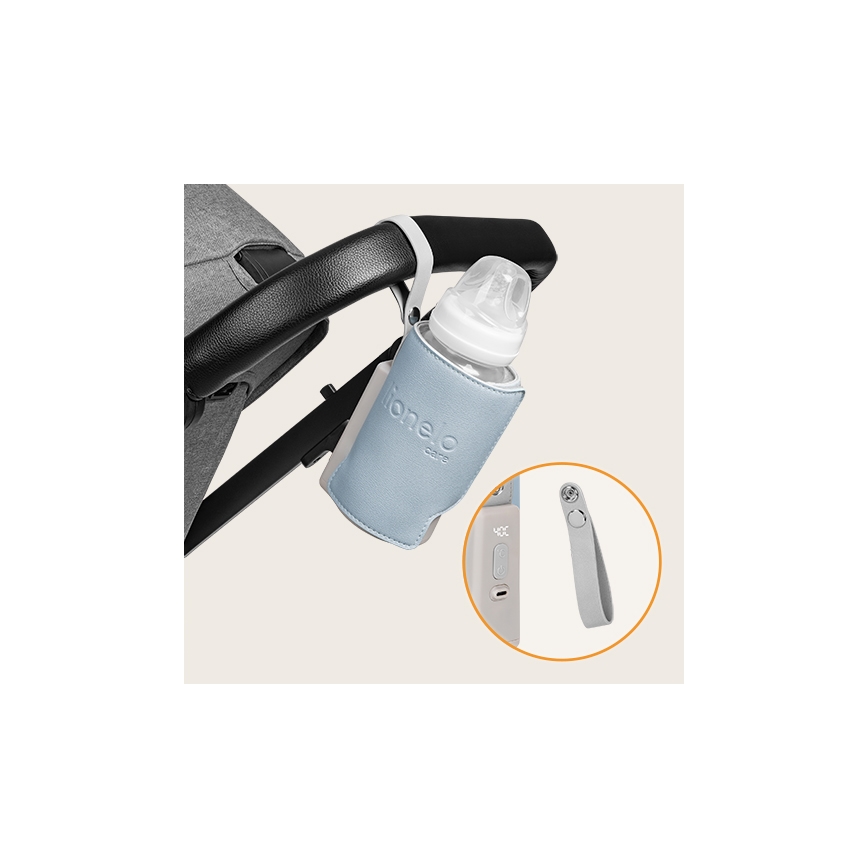 Lionelo - Ladattava pullonlämmitin THERMUP GO PLUS 10W/5V sininen/harmaa