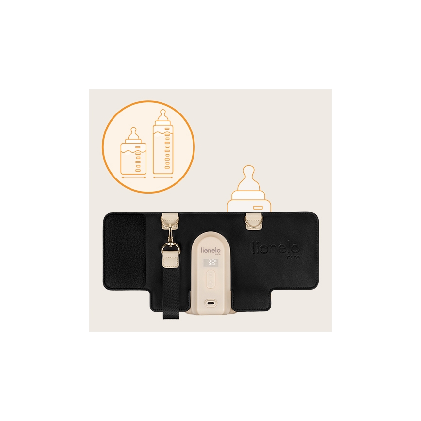 Lionelo - Ladattava tuttipullonlämmitin THERMUP GO EVO 18W/5V musta/beige