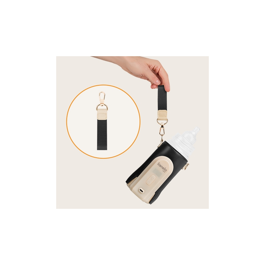 Lionelo - Ladattava tuttipullonlämmitin THERMUP GO EVO 18W/5V musta/beige