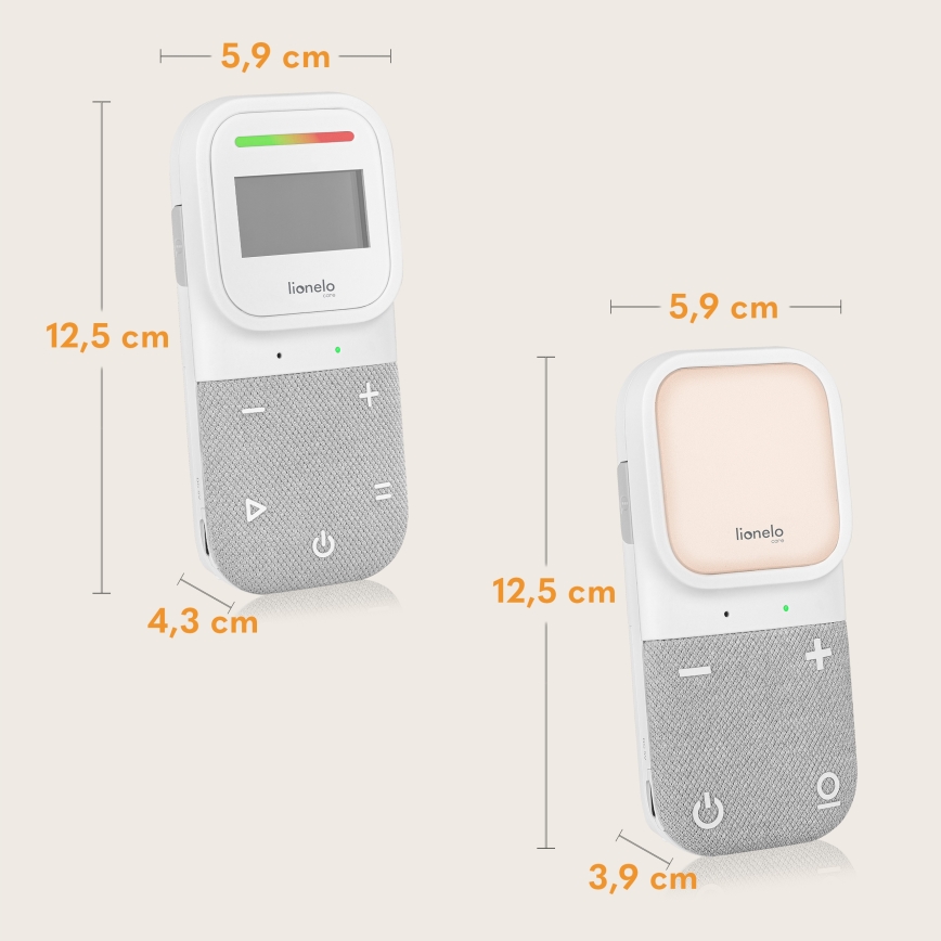 Lionelo - Langattomasti ladattava vauvan äänimonitori BABYLINE 2.3 5V