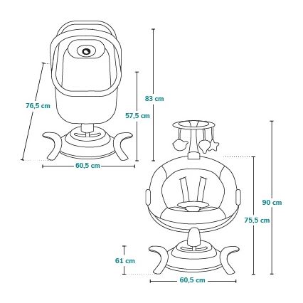Lionelo - BELLA 2-in-1 lasten keinu musiikkitoiminnolla, 4xAA, betoniharmaa + kaukosäädin