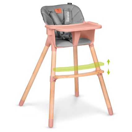 Lionelo - Lasten 2-in-1 ruokatuoli KOEN Pink Rose