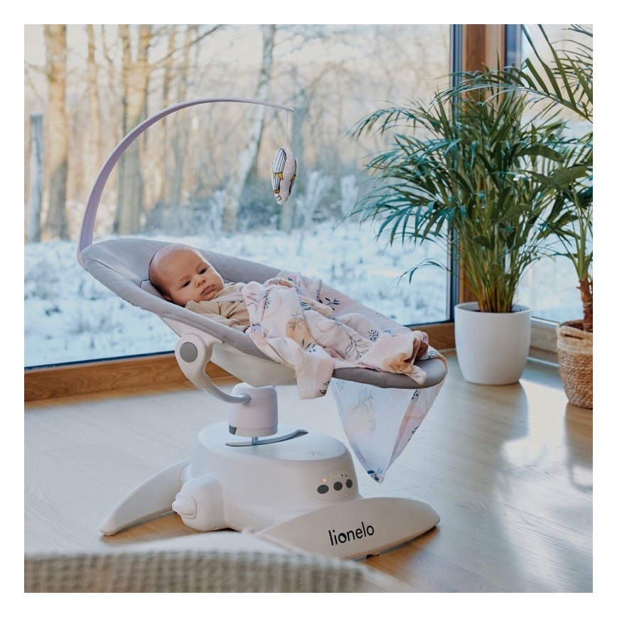 Lionelo - Lasten keinu IRIS melodialla, 4xAA, Beige Sand