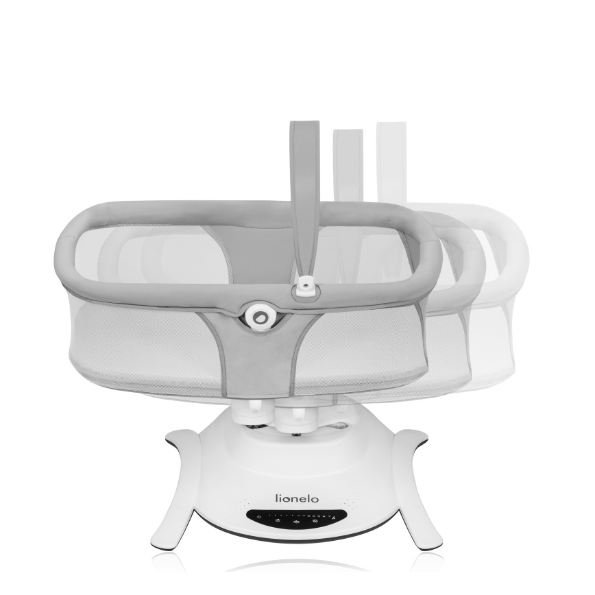 Lionelo - BELLA 2-in-1 vauvan keinu melodiatoiminnolla 4xAA betoniharmaa + kaukosäädin