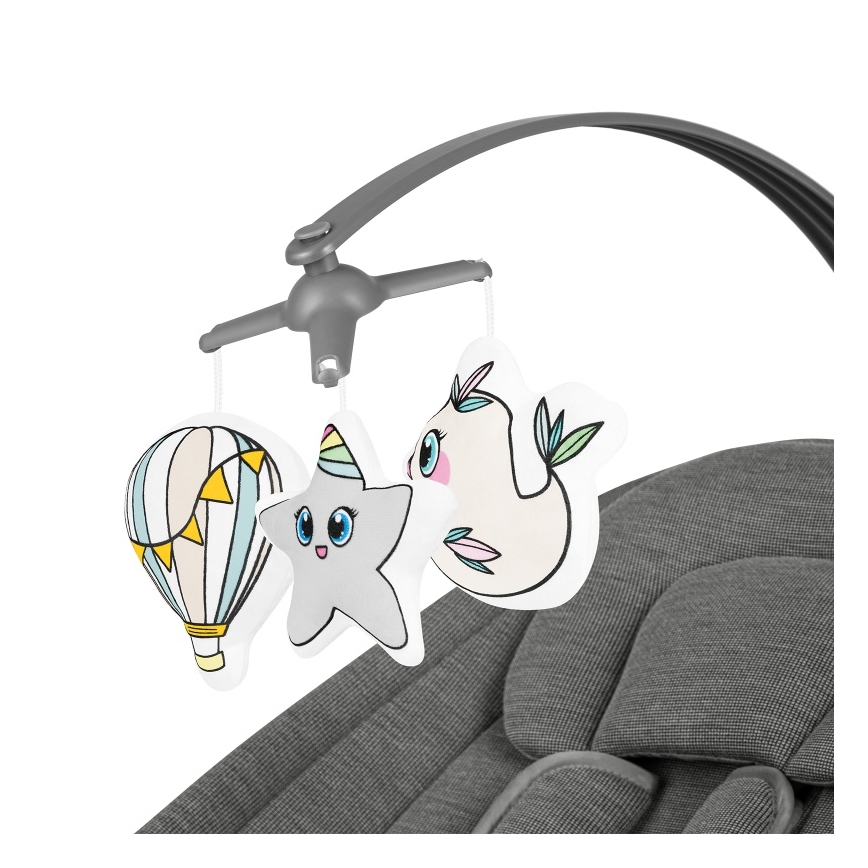 Lionelo - Lasten keinu melodialla BLOSSOM Grey Concrete + kaukosäädin