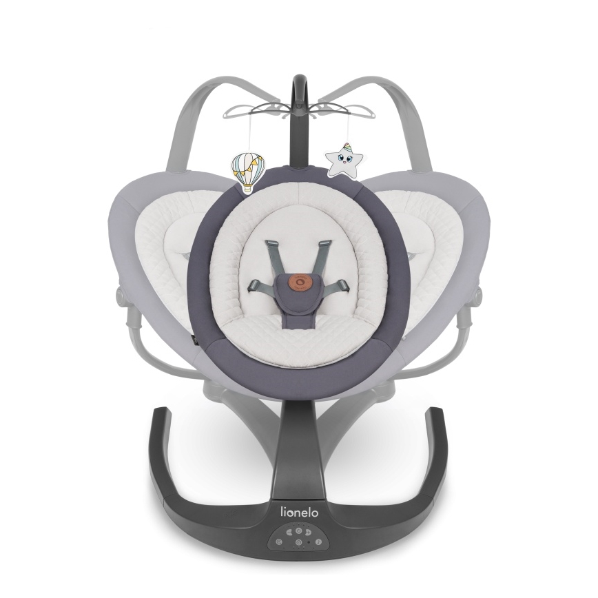 Lionelo - Lasten keinu RINA melodialla, 4xAA, Grey Concrete + kaukosäädin