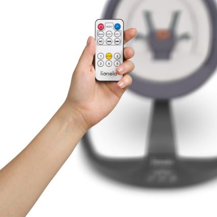 Lionelo - Lasten keinu RINA melodialla, 4xAA, Grey Concrete + kaukosäädin