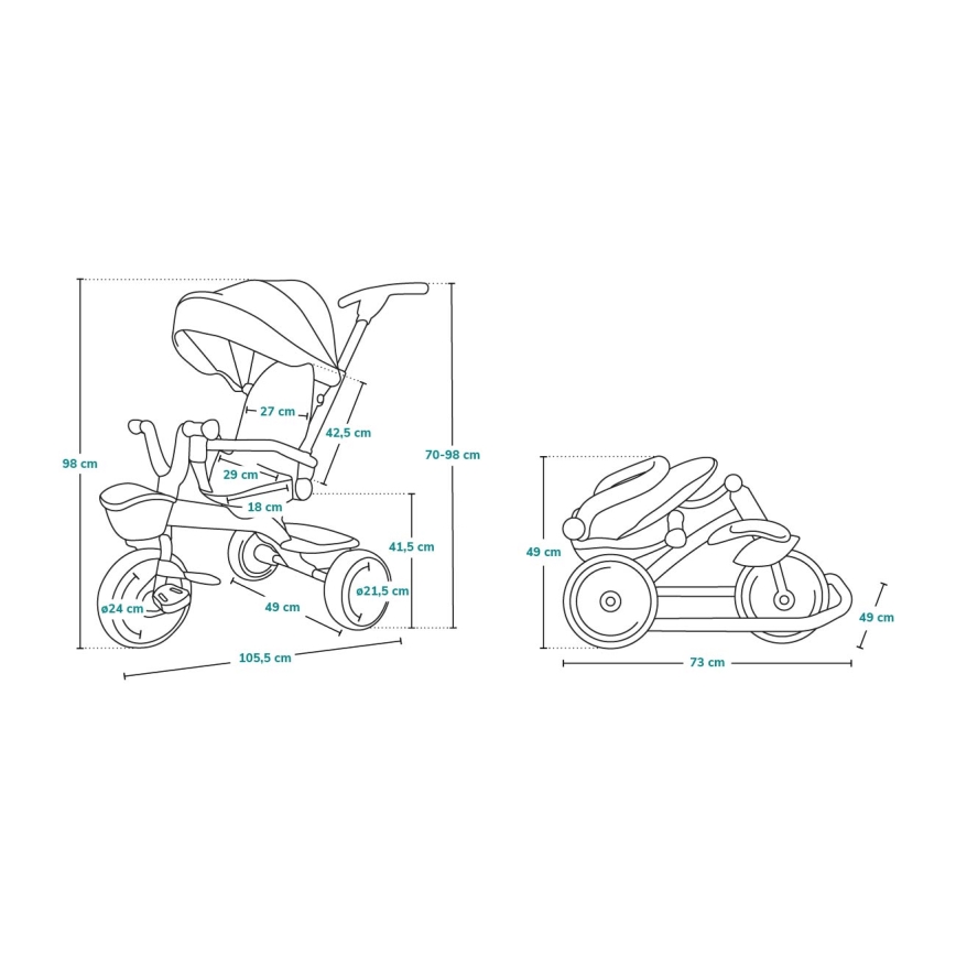 Lionelo - Lasten kolmipyörä TRIS vaaleanpunainen/harmaa