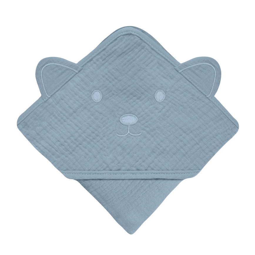 Lionelo - Lasten musselinen huppupyyhe Grey Sky