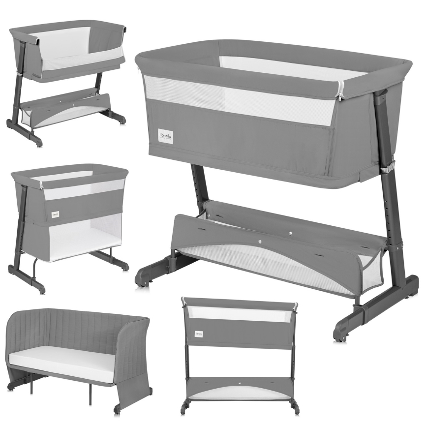 Lionelo - Lasten pinnasänky 5-in-1 THOMI PLUS Grey Concrete