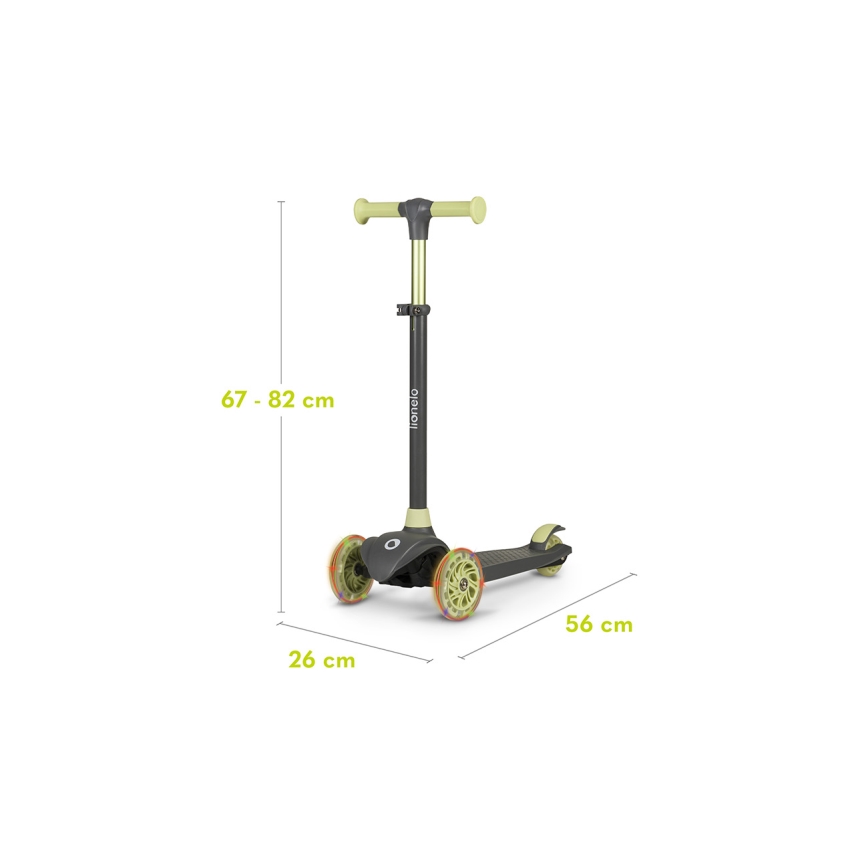 Lionelo - Lasten potkulauta JESSY 3xAA harmaa/vihreä