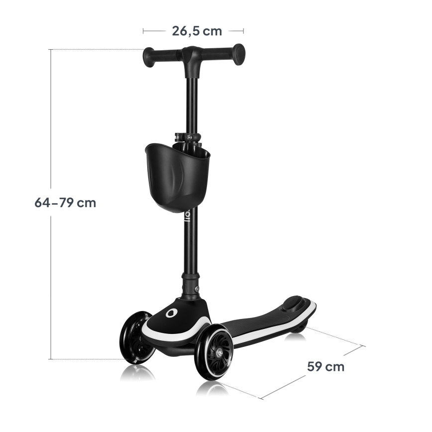Lionelo - Lasten potkulauta MEY 3xAAA musta onyksi