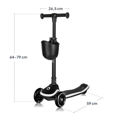 Lionelo - Lasten potkulauta MEY 3xAAA Musta Onyx