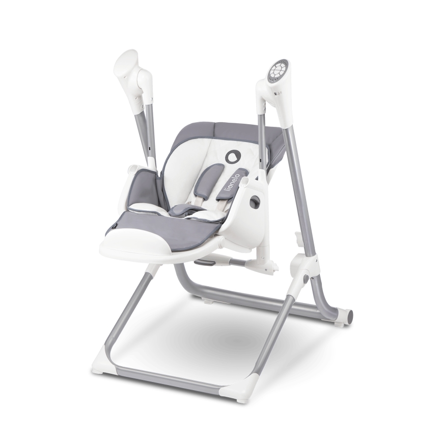 Lionelo - Lasten ruokailutuoli NILES Harmaa 4xAA