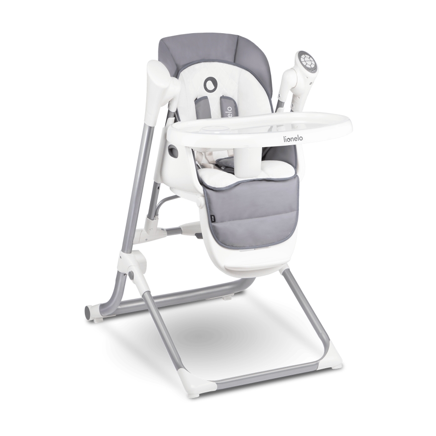 Lionelo - Lasten ruokailutuoli NILES Harmaa 4xAA