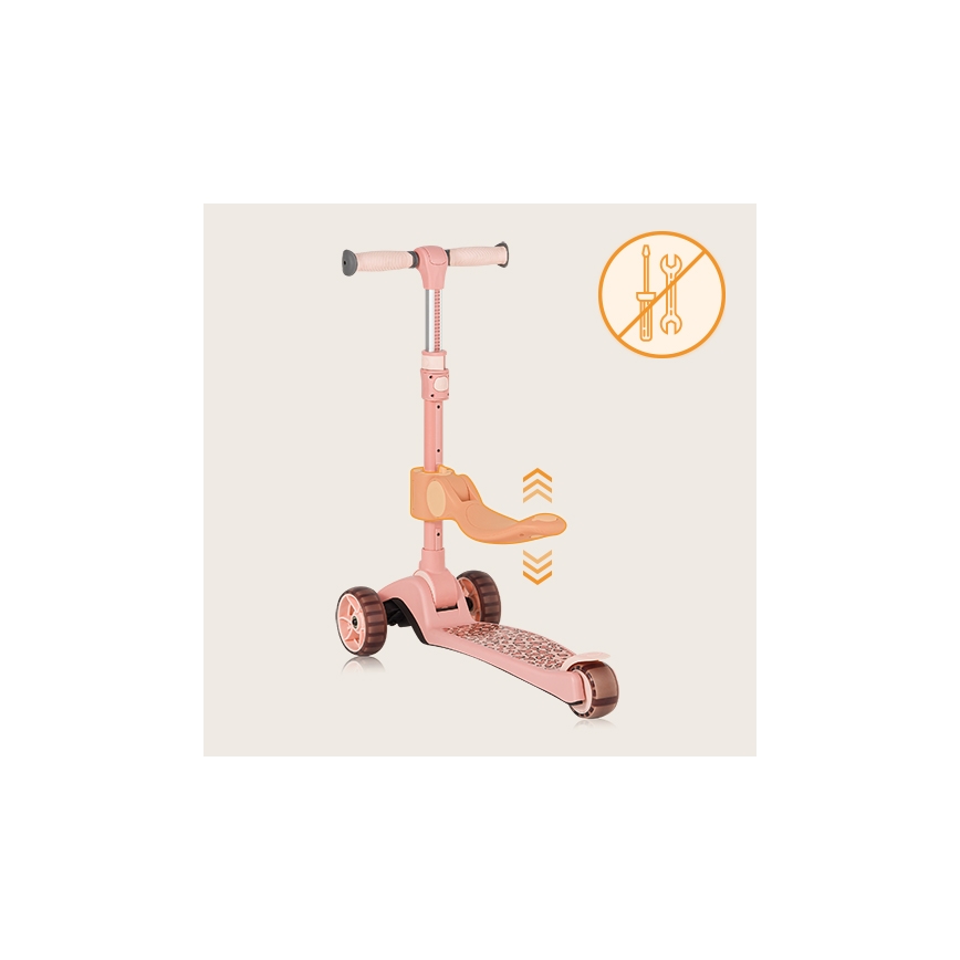 Lionelo - Lasten skootteri 2in1 FRANKY vaaleanpunainen