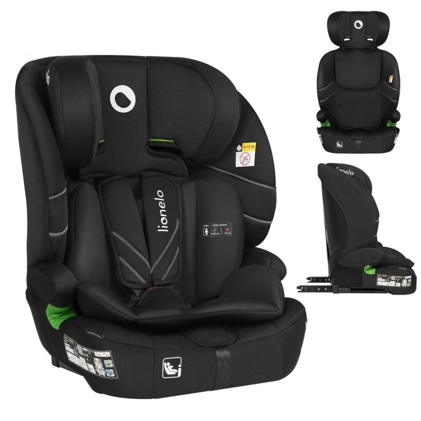 Lionelo - Lasten turvaistuin LEVI FIX i-Size 76-150 cm Musta Carbon