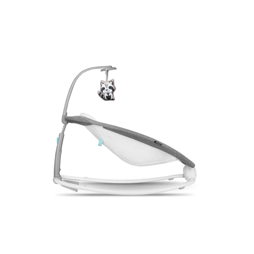 Lionelo - Lasten värisevä keinu melodialla PASCAL 2xAA harmaa/turkoosi