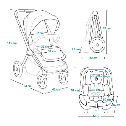 Lionelo - LAYLA 3-in-1-yhdistelmävaunu, ruosteenruskea