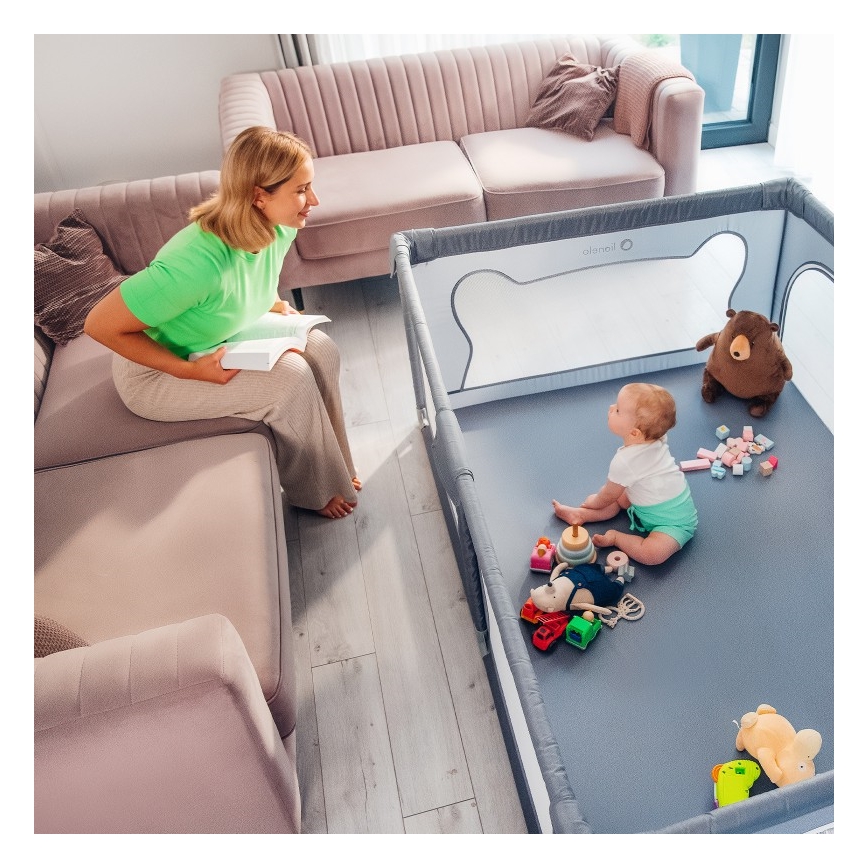 Lionelo - Leikkikehä WILLOW harmaa