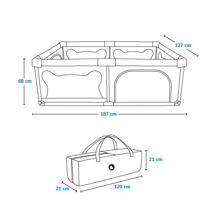 Lionelo - Leikkikehä WILLOW harmaa
