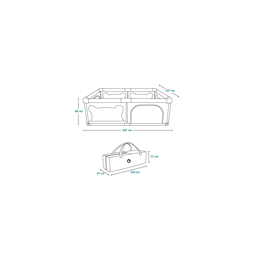 Lionelo - Leikkikehä WILLOW harmaa