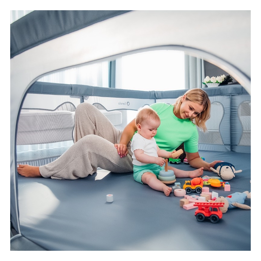 Lionelo - leikkikehä WILLOW XL, harmaa