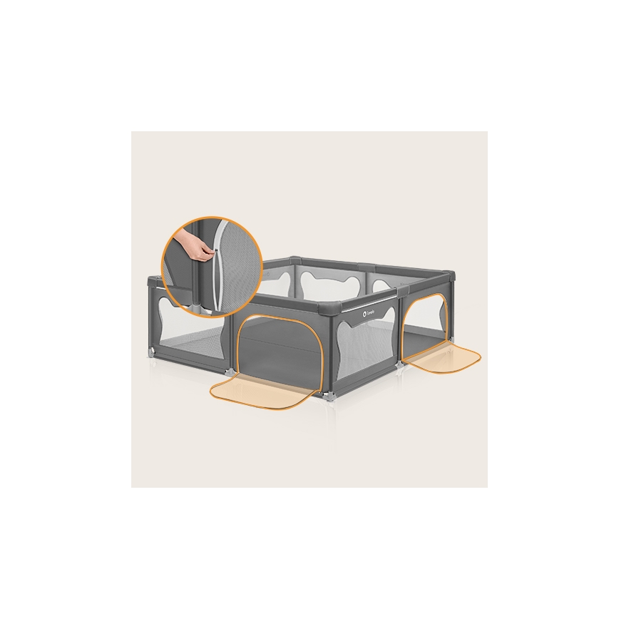 Lionelo - leikkikehä WILLOW XL, harmaa