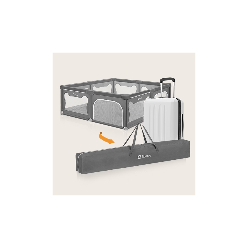 Lionelo - leikkikehä WILLOW XL, harmaa
